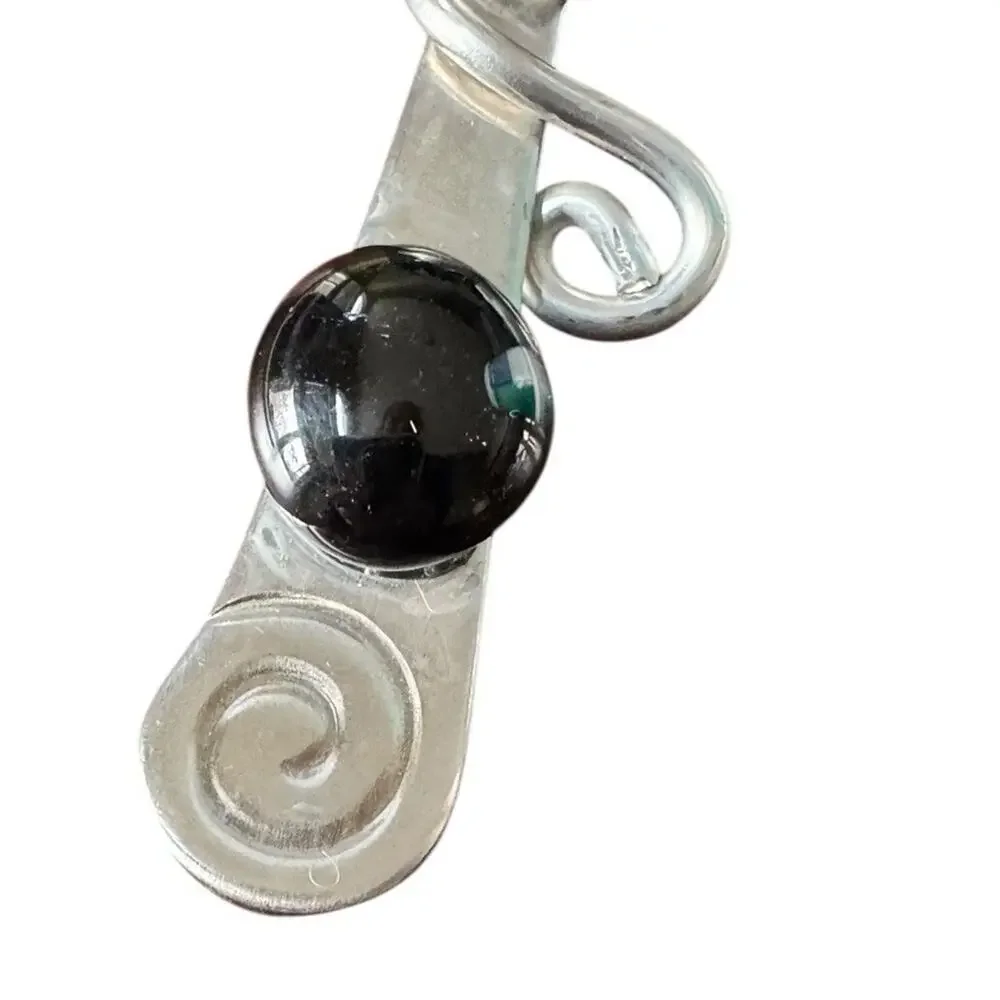 Robert Welch Jeweled Cheese Spreader Black Cabochon Swirl Handle Stainless Steel